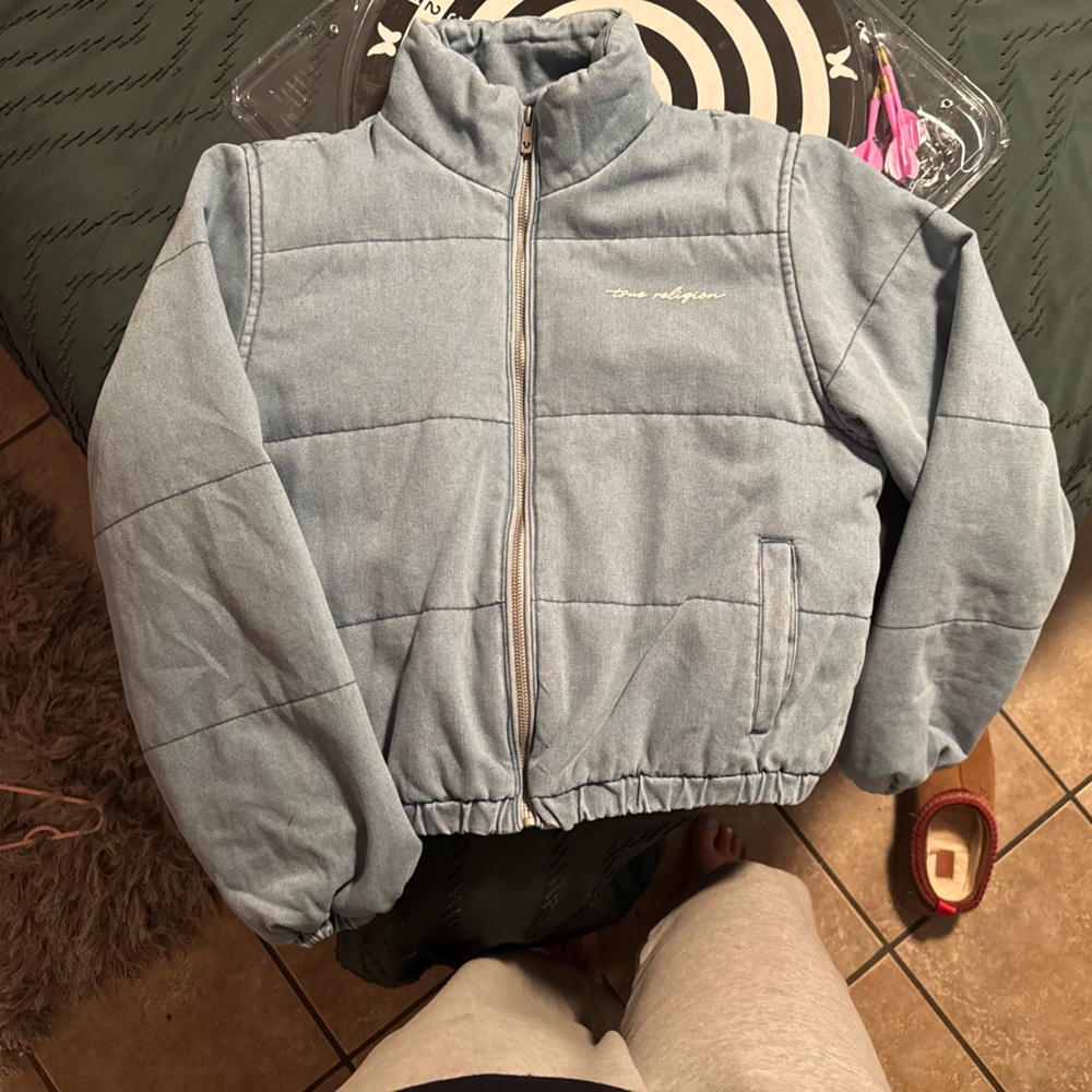 True Religion Light blue denim Puffer Jacket